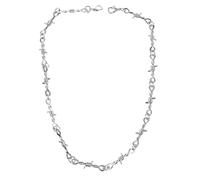 Yolev Silver Barbed Wire Necklace, Gothic Necklace,Metal Barbwire Necklaces | Barbwire Little Thorns Chain Choker Jewelry, Emo Necklace,Barbed Wire Choker, Silver Gothic Necklaces for Women Men