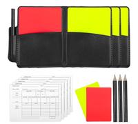 Yolev Soccer Referee Card Set Red Yellow Cards with Record Sheets Pencil, PU Leather Wallet Soccer Referee Kit for Football Volleyball Rugby Baseball Matches, Training Sports Games