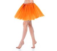 Yolev Tutu Skirts Adult, Orange Tutu for Women, Elastic 3 Layered Tulle Ballet Dance Skirts for Halloween, Carnival Party