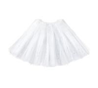Yolev Tutu Skirts for Women Adult Elastic 3 Layered Tulle Tutu Skirt with Sequin Stars Retro 80's Layered Bubble Skirt Running Skirt (White)