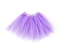 Yolev Tutu Skirts for Women Adult Elastic 3 Layered Tulle Tutu Skirt with Sequin Stars Retro 80's Layered Bubble Skirt Running Skirt (Light Purple)