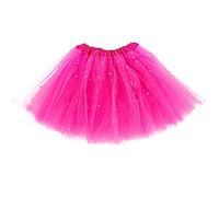 Yolev Tutu Skirts for Women Girls Adult Elastic 3 Layered Tulle Tutu Skirt with Sequin Stars Retro 80's Layered Bubble Skirt Running Skirt (Rose red)
