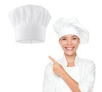 Yolev Unisex Chef Hat Cotton Gastro Hats Chef Hat Unisex Adult Mushroon Design Adjustable Kitchen Uniform Cap for Baking Party Cooking Restaurant, white A
