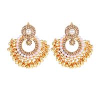 Yolev Vintage Beaded Tassel Drop Indian Earrings for Women Boho Ball Dangle Stud Earrings Crystal Beaded Chandelier Earrings Elegant Pearl Indian Jewelry for Women