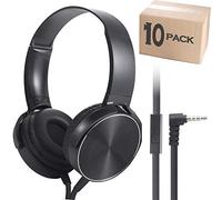 Yoley Bulk Headphones with Microphone 10 Pack for Classroom Kids，Wholesale Heavy Duty Wire Headsets with Mic Class Set for School Students Teen Children (10 Black)