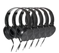 Yoley Bulk Kids Headphones for School Classroom 5-Pack,Durable Wired On-Ear 3.5mm Plug for Kids,Students,Computer,Kindle Fire,Chromebook,Laptop,Mobile Phone-Black