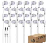 Yoley Kids Bulk Earbud Headphones 50 Pack,Perfect for School,Classroom,Students,Ttravel,Hospitals,Hotels,Library,Museums (White)