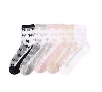 Yolhloy 5 Pairs Women Sheer Socks Flower Fruit Printed Embroidery High Socks, Women's Transparent Ankle Socks Thin Pop Socks Silk Mesh Socks for Women Girls