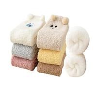 Yolhloy Cute Animal Fluffy Socks for Women and Girls Bed Socks Winter Thick Thermal Cozy Socks Warm Soft Plush Fuzzy Home Slipper Socks 5 Pairs