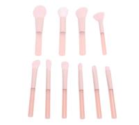 YolieraArt 10 Counts Peach Color Cosmetic Brush Set for Beginners, Eye Shadow And Eye Makeup Brushes, Soft Bionic Filament,Solid Resin Handle, Frosted Thickened Aluminum Tube