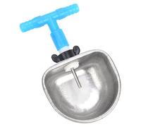 YolieraArt 10 Sets Stainless Steel Rabbit Drinker, No Spill Automatic Drinking Bowl with One Piece Tee Connector for Marten Fox Bunny, Fits 7-10mm Hose (Blue)