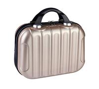 YolieraArt 14 Inch Cosmetic Storage Bag, ABS Material Portable Travel Organizer, with Elastic Straps and Anti Scratch Base for Toiletry Makeup Travel Use, Champagne, Common