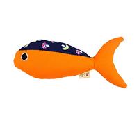 YolieraArt 1PC Fish Shape Catnip Toy for Cats, Soft Cotton Cloth Cat Toy with Sound, Interactive Kitten Plaything, Mint Filled Teaser for Scratching and Biting (Orange bigtail Fish)
