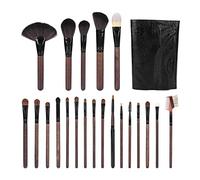 YolieraArt 21 Piece Makeup Brush Set, Synthetic Animal Hair fibres with Sandalwood Handles, Complete Face and Eye Brush Collection with Storage Pouch