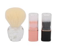YolieraArt 3pcs Portable Makeup Brush Set, Mini Handheld and Retractable Face Brushes, Synthetic Fiber Blush and Powder Brushes for Travel