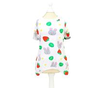 YolieraArt 4 Legs Dog Pajamas, Cotton Dogs Jumpsuit for Small Dogs, Lightweight Breathable Pet Clothes with Strawberry Rabbit Pattern, Suitable for Teddy Chihuahua Yorkie