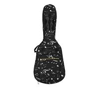 YolieraArt 41 inch Guitar Backpack, Thickened Oxford Cloth Guitar Bag, Cotton Padded Shoulders, Adjustable Strap, Rubber Handle, Crash Cushion Bottom (White Note on Black Background)