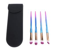 YolieraArt 4PCS Makeup Brush Set with Silicone Case, Blue Purple Handle Cosmetic Brushes And Impermeable Travel Organizer, Soft fibers for Foundation Blush Eyeshadow