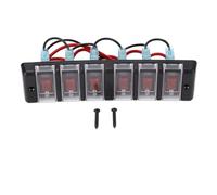 YolieraArt 6 Gang Rocker Switch Panel, DC12V 16A Pre Wired with Overload Protection, Red LED On Off Buttons, for Cars Boats Marine Vehicles