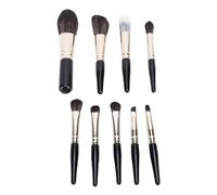 YolieraArt 9PCS Travel Makeup Brush Set, Mini Wood Handle Cosmetic Brushes for Powder Blush Eyeshadow, Portable Complete Face And Eye Brush Kit (Black)