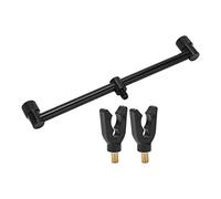 YolieraArt A n g l e r P r o Fishing Rod Holder Bracket, 4 Head 45cm Aluminum Alloy Crossbar with Black PVC Heads, Universal Thread Design for Bite Alarms and Bank Fishing Setups (2 Head 30cm