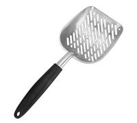 YolieraArt Aluminum Alloy Cat Litter Scoop, Pet Waste Sifter Shovel with Ergonomic Handle, Hollow Design for Easy Cleaning, Lightweight Litter Scooper for Cats and Dogs (Black)