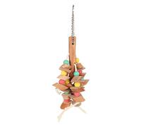 YolieraArt Bird Toy Wood Blocks Leather Colorful Toys String, Parrot Training Climbing Beak Claw Grinding Toy, Hanging Cage Toy for Small Birds Cockatiel Lovebird Budgie (S)