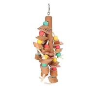 YolieraArt Bird Toy Wood Blocks Leather Colorful Toys String, Parrot Training Climbing Beak Claw Grinding Toy, Hanging Cage Toy for Small Birds Cockatiel Lovebird Budgie (L)
