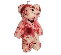 YolieraArt Bloody Injured Bear Keychain, 13cm Halloween Doll Pendant with Cotton Material for Bag Decoration, Brown Creepy Key Ring Accessory