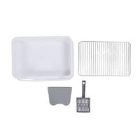 YolieraArt Cat Litter Box with Baffle, Stainless Steel Rack, Anti Splashing, for Small Medium Cats, Orange Kitty Toilet, Stylish Design, Prevents Stepping in Waste (White)