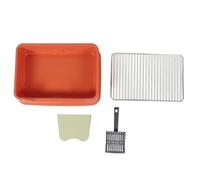 YolieraArt Cat Litter Box with Baffle, Stainless Steel Rack, Anti Splashing, for Small Medium Cats, Orange Kitty Toilet, Stylish Design, Prevents Stepping in Waste (Orange)