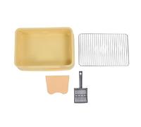 YolieraArt Cat Litter Box with Baffle, Stainless Steel Rack, Anti Splashing, for Small Medium Cats, Orange Kitty Toilet, Stylish Design, Prevents Stepping in Waste (Yellow)