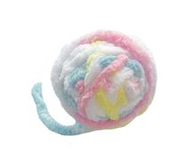 YolieraArt Cat Yarn Ball Toy with Bell, Macaron Color Bite resistances Wool Ball for Cats Kittens, Interactive Teaser Toy with Long Tail (Colorful (white)