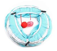 YolieraArt Collapsible Cat Tunnel with Steel Frame, 47Inch Foldable Play Tube with Crinkle Sound, Blue Interactive Pet Toy