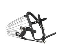 YolieraArt Dog Muzzle, Stainless Steel Basket with Leather Strap, Breathable Vents, Adjustable for Medium Large Dogs, Prevents Biting Chewing, Fits German Shepherd Mastiff, Easy to