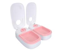 YolieraArt Double Meals Automatic Pet Feeder, Smart Timed, 350ml per Bowl, ABS Material, Ice Pack Space, Removable Design, Anti Slip Pads, for Cats Small Medium Dogs, (Pink)