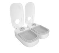 YolieraArt Double Meals Automatic Pet Feeder, Smart Timed, 350ml per Bowl, ABS Material, Ice Pack Space, Removable Design, Anti Slip Pads, for Cats Small Medium Dogs, (Gray)