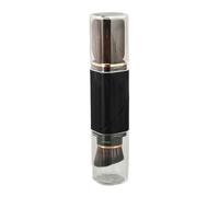 YolieraArt Dual Ended Makeup Brush, Black Retractable Design with Rotating Handle, Portable 2 in 1 Powder and Foundation Applicator