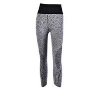 YolieraArt F l e x F i t Women's 3/4 Length Leggings, High Waist Gym Yoga Pants for Running and Aerobics, Elastic Tight Fitness Trousers in Grey, Size for 45-60kg Body Weight