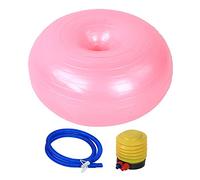 YolieraArt F l e x i R i n g 50cm Donut Yoga Ball, Pink Inflatable Exercise Ball for Core Strength and Balance Training, Includes Foot Pump for Home Gym Fitness