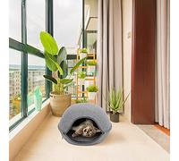 YolieraArt Felt Cat Cave Bed with Removable Cover, Cozy Pet Shelter for Indoor Cats, Zippered Washable Cat House with Roomy Interior, Warm Kitty Hideaway (Gris)