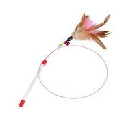 YolieraArt Funny Cat Kitten Toy, Feather Teaser Wand with Bell and Beads, Sturdy Metal Wire Chaser, Soft Rounded Edges, Bright Colors for Interactive Play, Safe Pet Play Toy