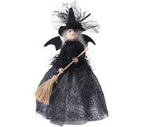 YolieraArt H O M E T O P I A Witch Tree Topper, 28.5cm Halloween Veil Witch Doll with Spider Web Skirt, Tabletop and Christmas Tree Decoration for Party and Home Decor (Black)