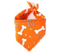 YolieraArt Halloween Dog Bandana, Orange Pet Bandana for Medium Dogs with 25-49cm Neck, Washable Polyester Cotton Bib for Cats and Dogs