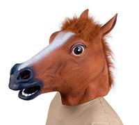 YolieraArt Horse Head Mask, Realistic Brown Latex Animal Mask for Halloween C o s p l a y, Full Head Cover Masquerade Costume Party Prop