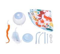 YolieraArt Interactive Electric Cat Toy Smart Rotating Feather Teaser 4 Speed LED Light ABS Material Low Noise Automatic for Cats Chasing Play (Blue)