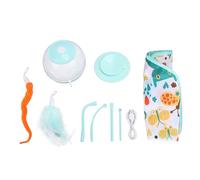 YolieraArt Interactive Electric Cat Toy Smart Rotating Feather Teaser 4 Speed LED Light ABS Material Low Noise Automatic for Cats Chasing Play (Green)