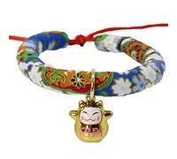 YolieraArt Japanese Style Cat Collar with Bell, Adjustable Pet Necklace, 9 Pattern Options in 4 Sizes, Soft Fabric Cat Accessories for Kittens and Cats (B-4 (XS))