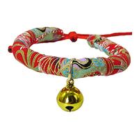 YolieraArt Japanese Style Cat Collar with Bell, Adjustable Pet Necklace, 9 Pattern Options in 4 Sizes, Soft Fabric Cat Accessories for Kittens and Cats (A-1 (xs))