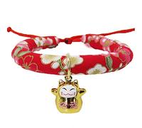 YolieraArt Japanese Style Cat Collar with Bell, Adjustable Pet Necklace, 9 Pattern Options in 4 Sizes, Soft Fabric Cat Accessories for Kittens and Cats (B-3 (L))